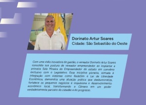 Presença do Presidente da Câmara Municipal de São Sebastião do Oeste no Guia do Vereador Empreendedor, do SEBRAE MG