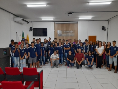 Palestra sobre as eleições dos vereadores estudantes para a Legislatura de 2024.   