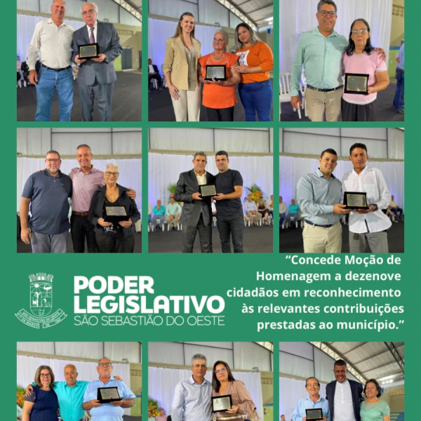 Poder Legislativo Concede Moção de Homenagem a dezenove cidadãos