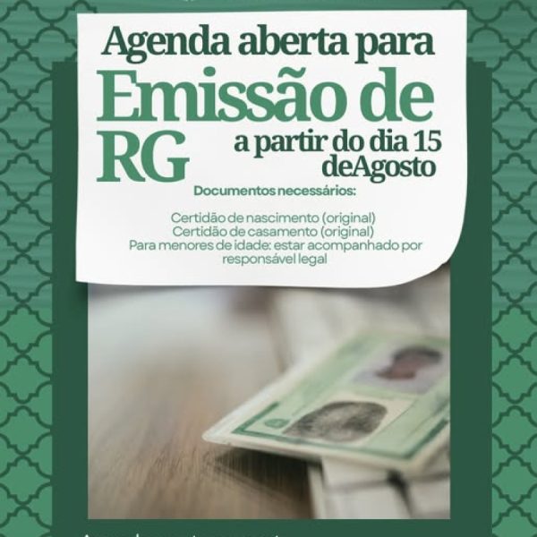 Agenda aberta para Emissão de RG